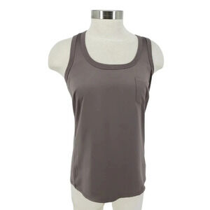 Soma Tank Top Brown Satin Sleeveless Racerback Pocket Cami Shirt